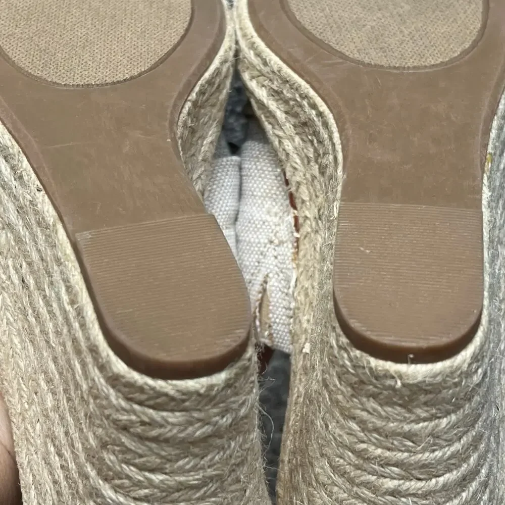 Sugar Hundreds‎ Wedge Sandal 11 Beige Linen Slip On Bow Espadrille Coconut Girl